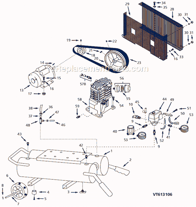 Page A Diagram and Parts List for VT613106 2003 Campbell Hausfeld Compressor
